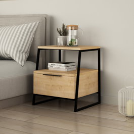 Hanah Home Mesilla de noche Pal - Oak v2 Roble y Negro